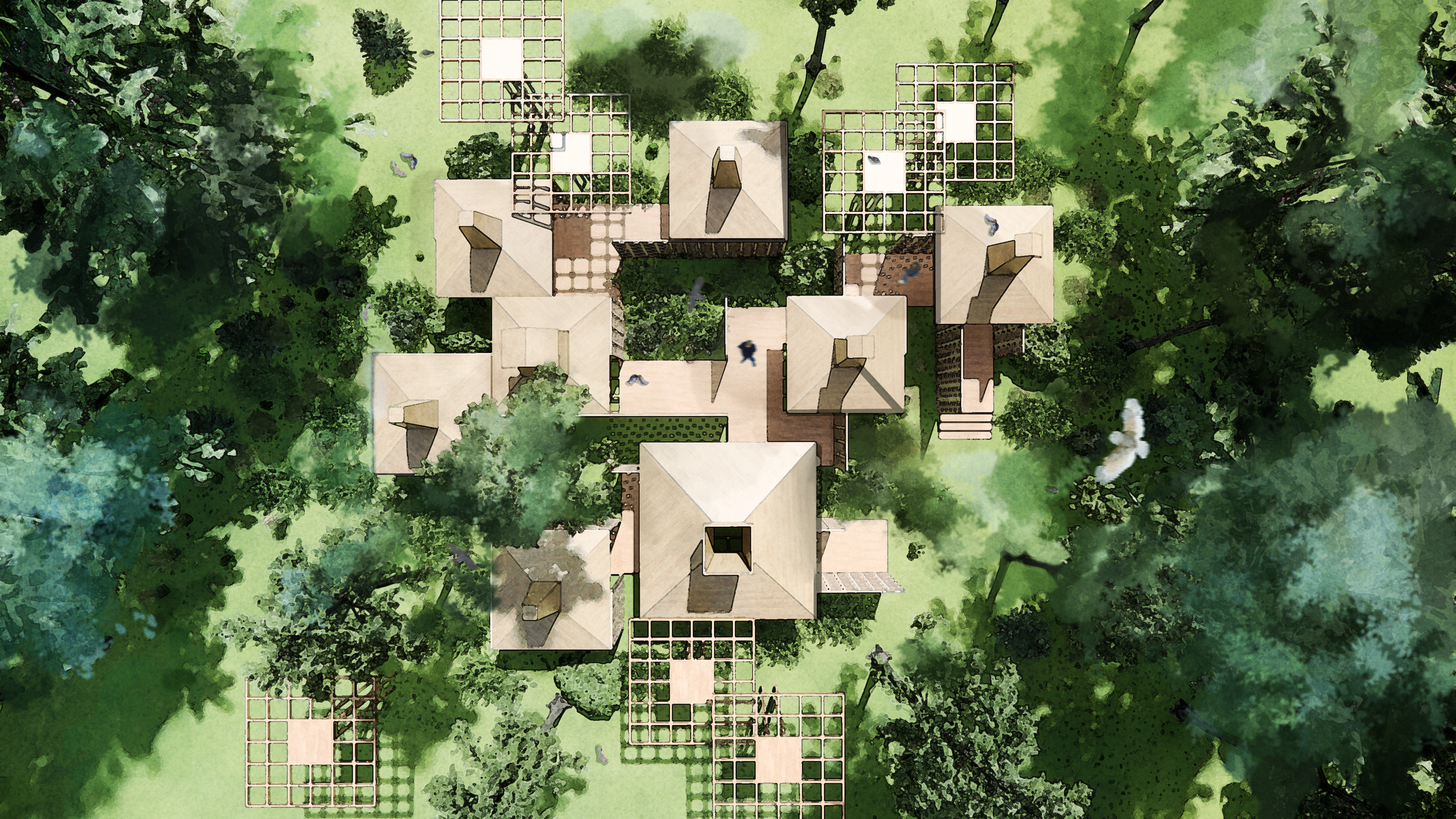 image of site plan from above with greenery