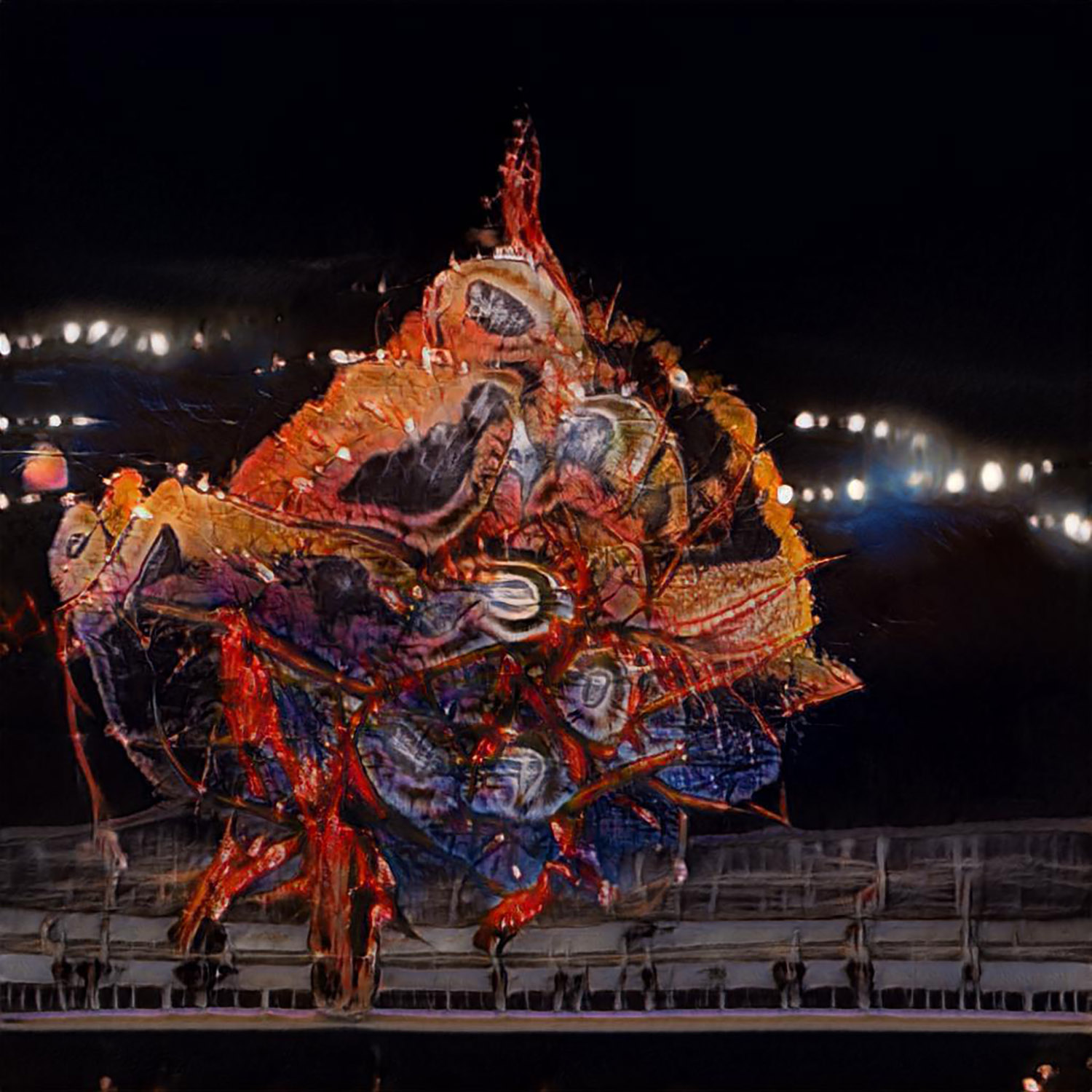 AI-generated dancing sculpture based on dancing sculptures in Carnival in Trinidad & Tobago.