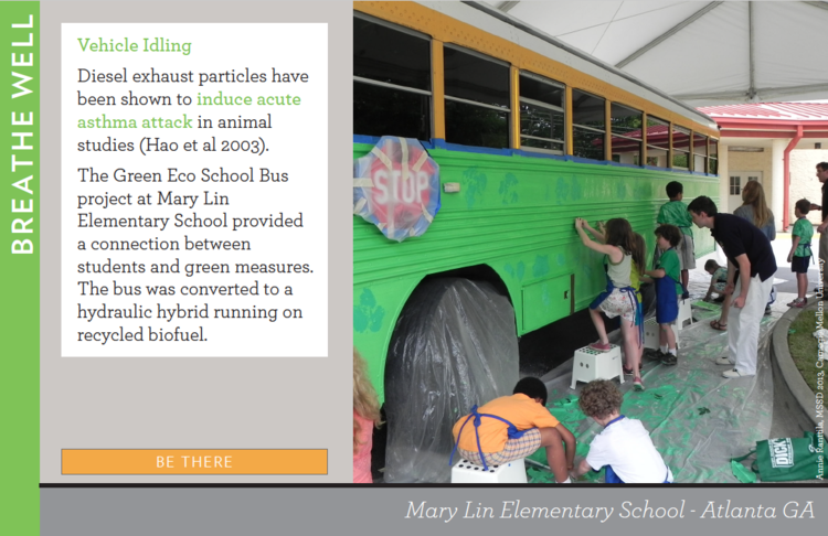 slide with information about vehicle idling and diesel exhaust particles.