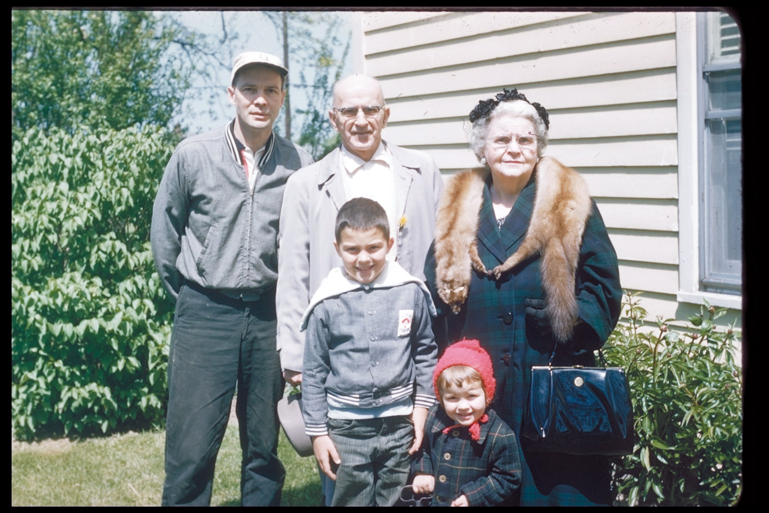 Steve with his maternal grandparents (the surveyor), father and sister.