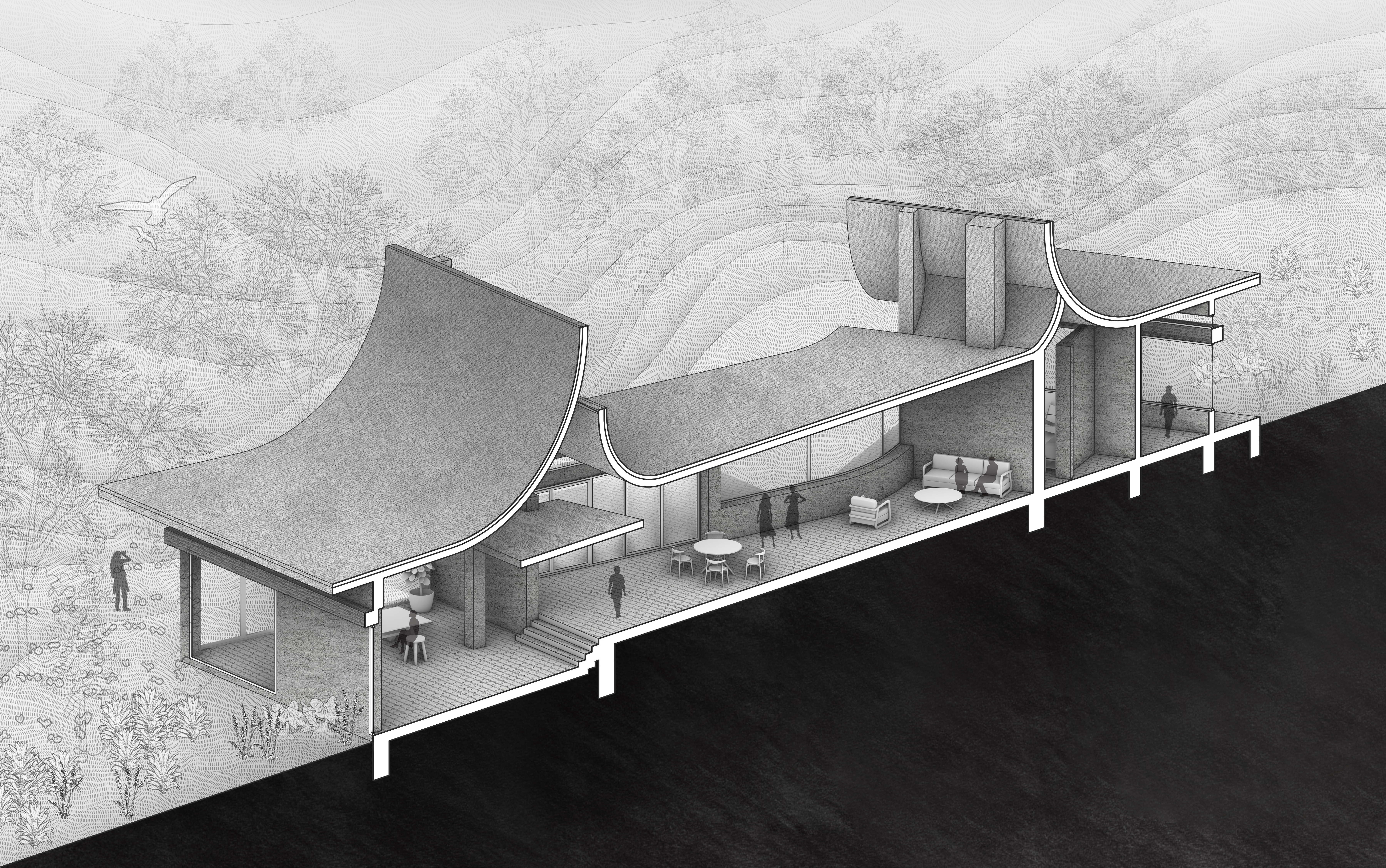 Bordeaux-Le Pecq House / Axonometric Section