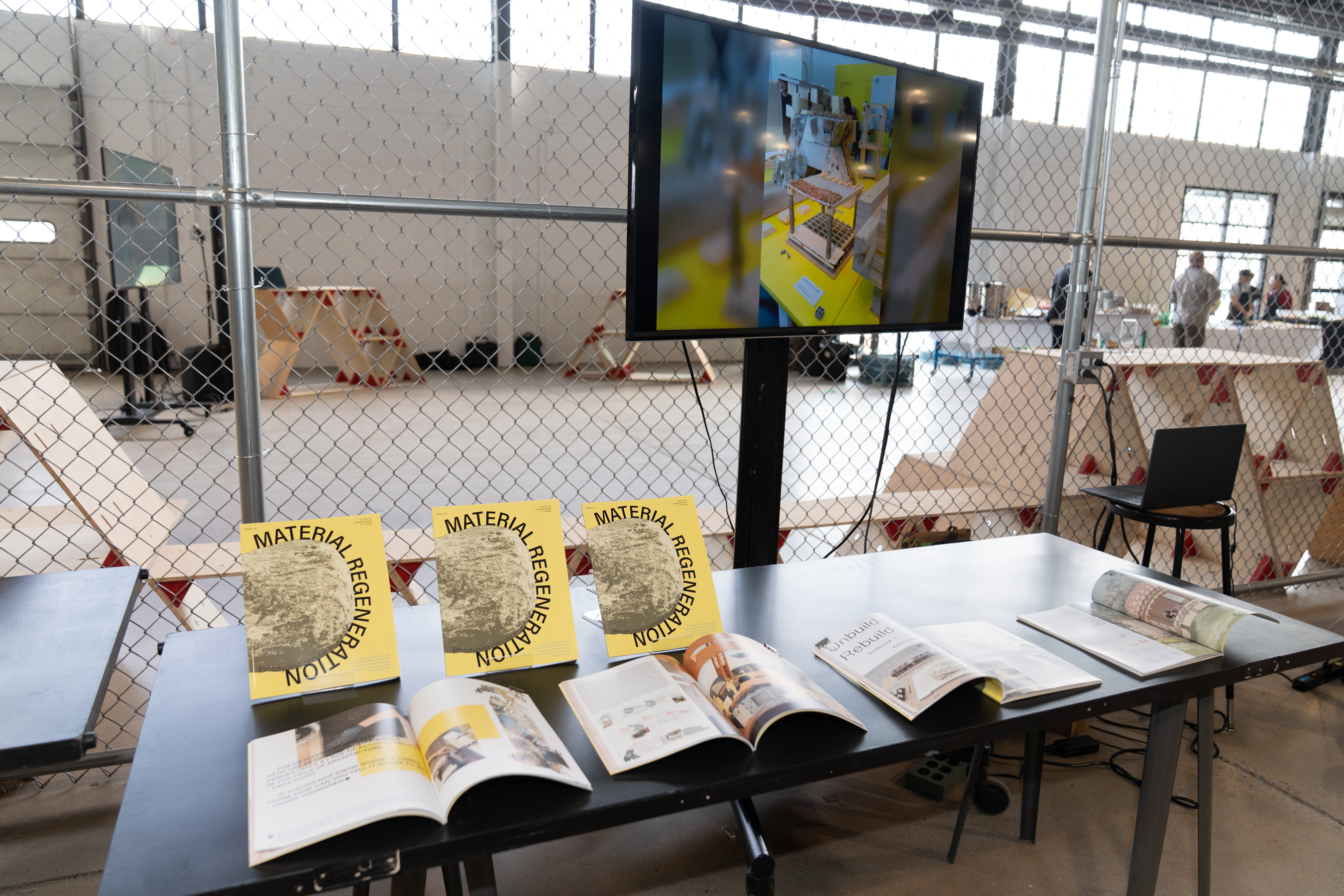 a display of books on a table