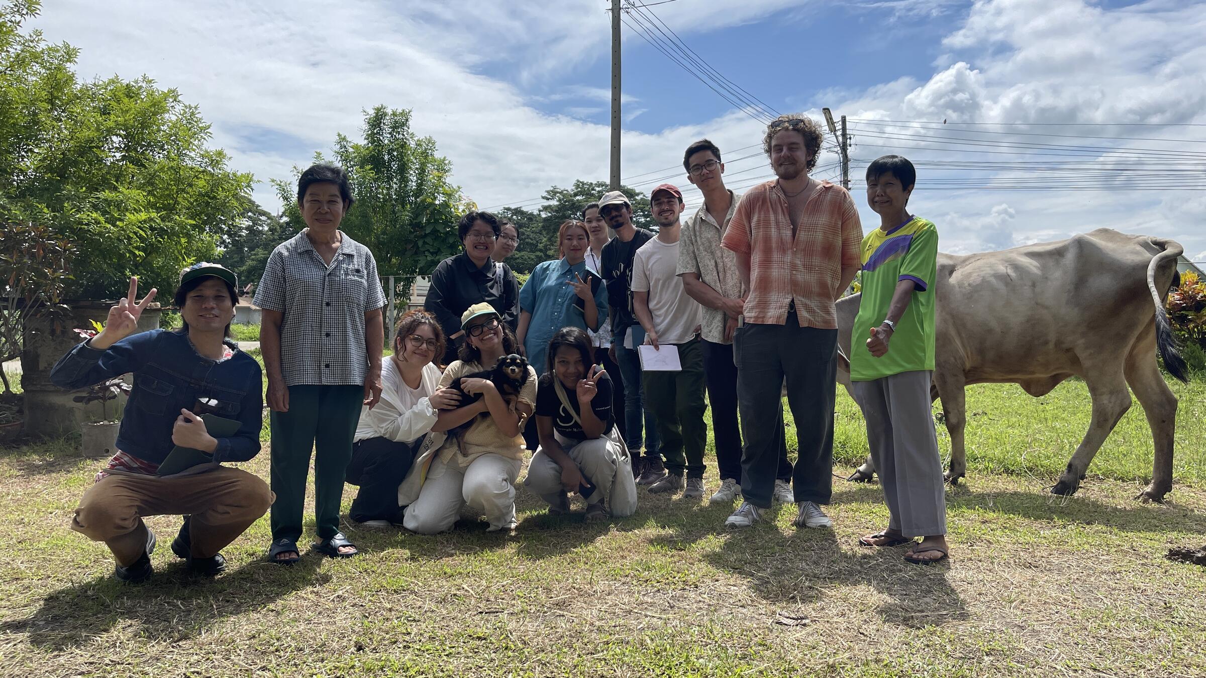 a group of Chiang Mai University and Carnegie Mellon Architecture students with Grandmother Boon Reaung