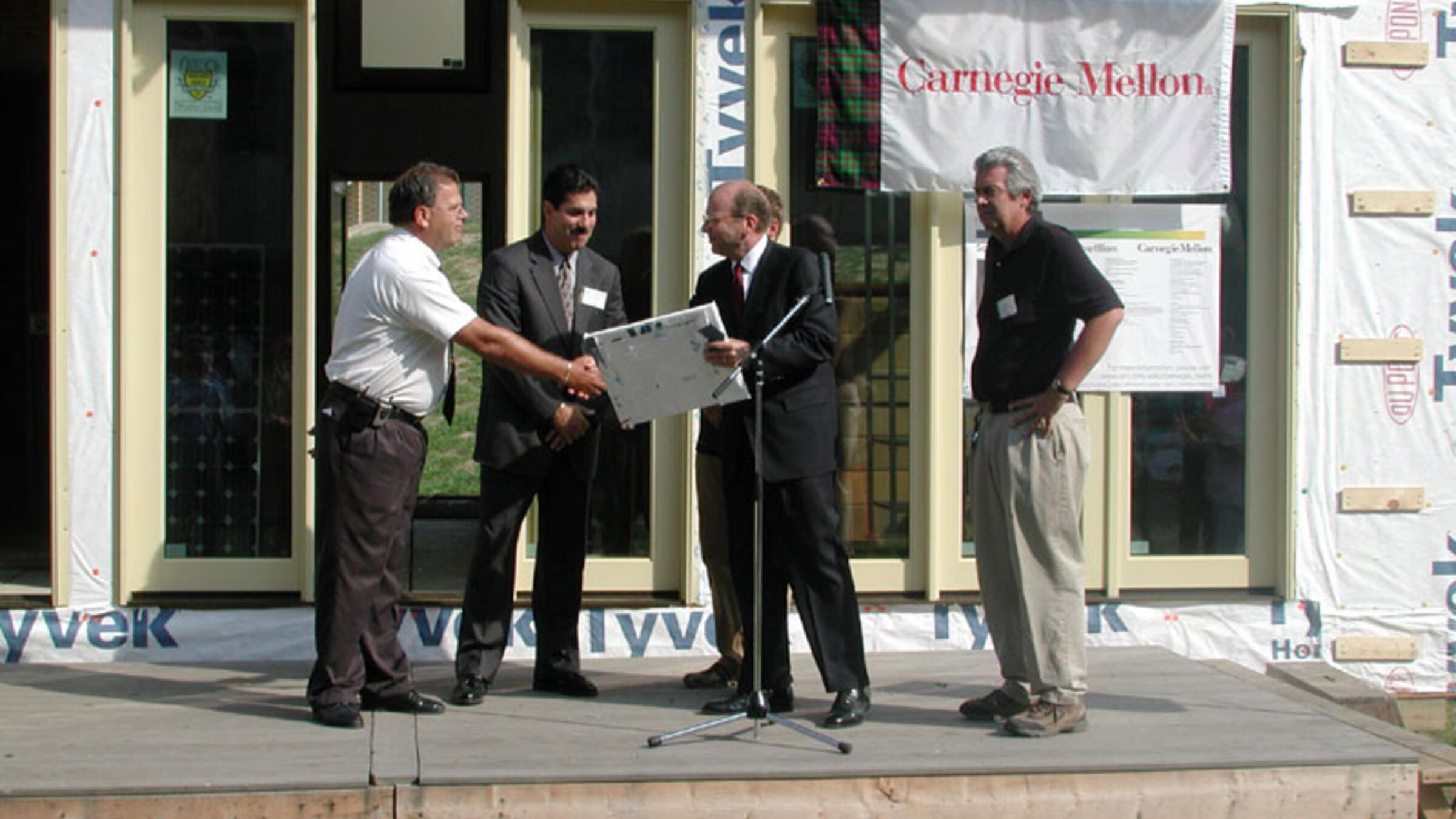 Solar Decathlon, Donner Ditch, 2002. President Cohon presiding at the completion event.