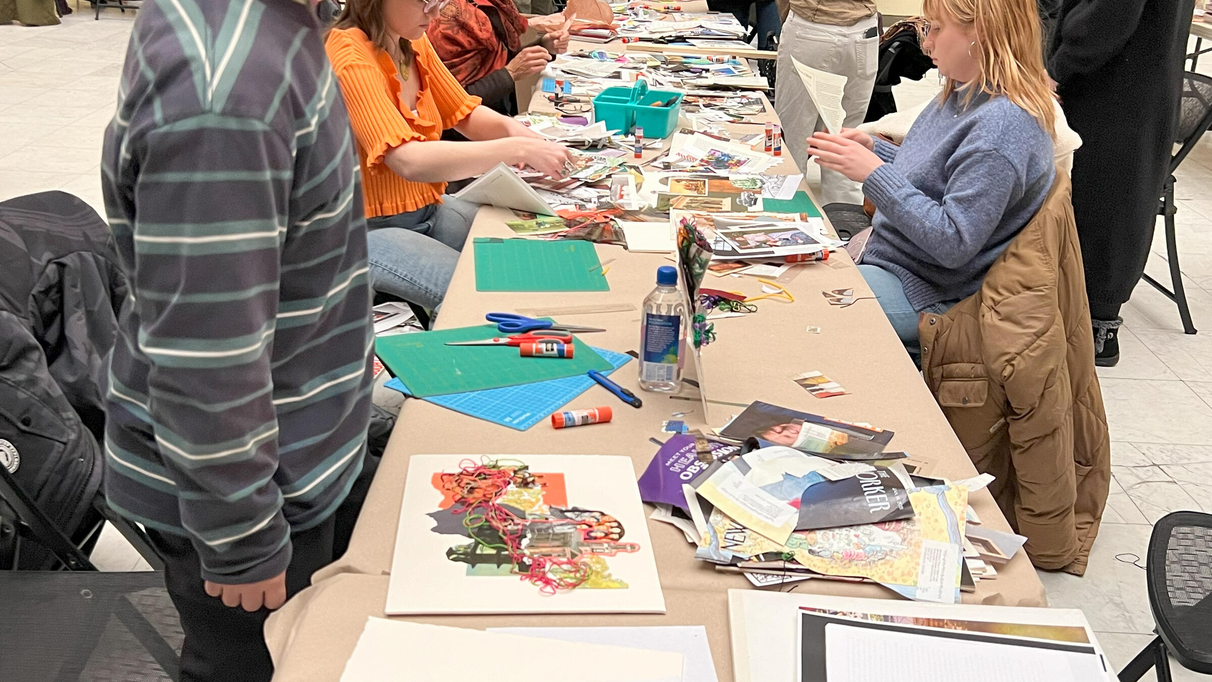 participants in a collage workshop