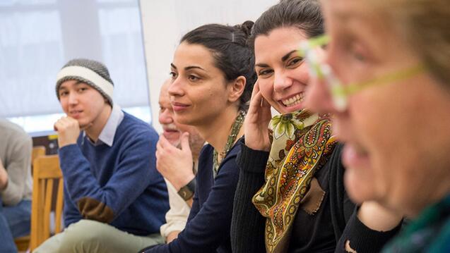 Photograph of students in a class discussion