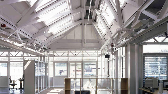 Photograph of the interior of the Robert L. Preger Intelligent Workplace at CMU