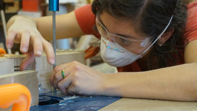 Student working in the architecture shop.