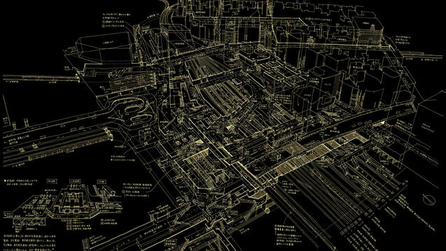 Tomoyuki Tanaka: Dismantling of Shinjuku Station (inverted).