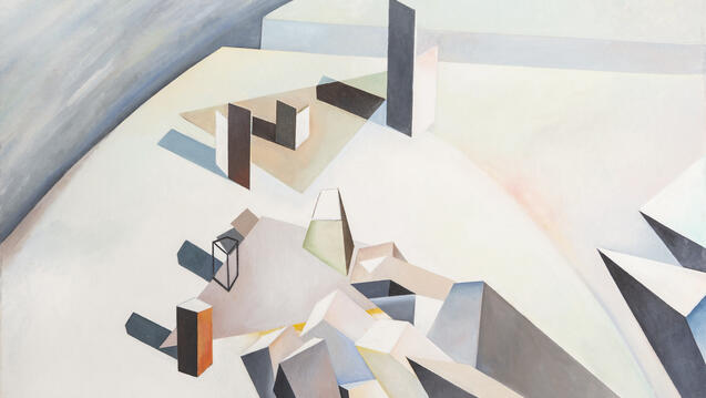 Zoe Zenghelis, Shapes in Space, 1992. oil on canvas, 91 x 122 cm. Carnegie Museum of Art 