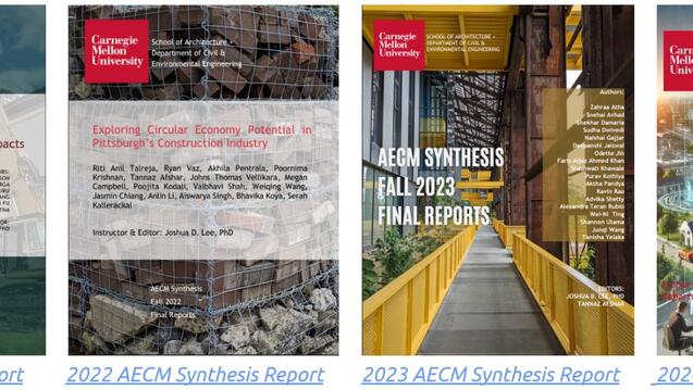 Previous AECM Synthesis Reports. Image by Joshua Lee and Tannaz Afshar
