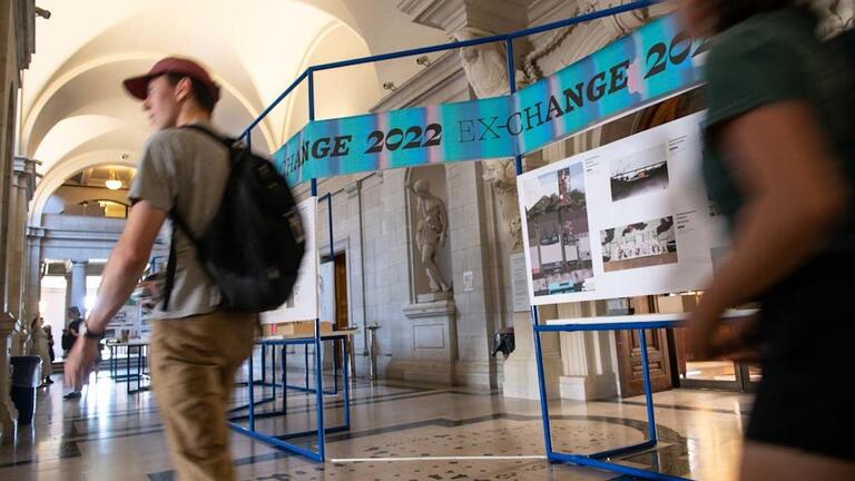 Architecture student in the great hall during EX-CHANGE