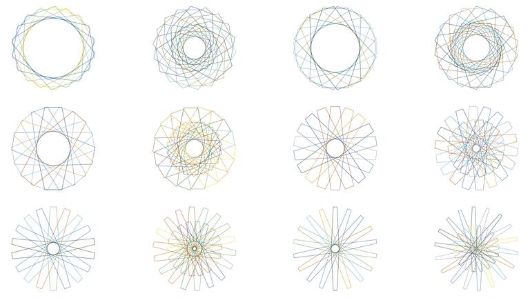 a dozen spirograph icons representing Carnegie Mellon Architecture