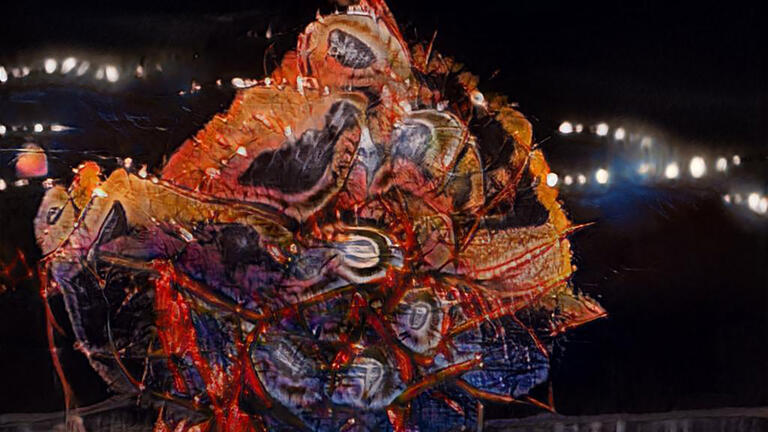 AI-generated dancing sculpture based on dancing sculptures in Carnival in Trinidad & Tobago.