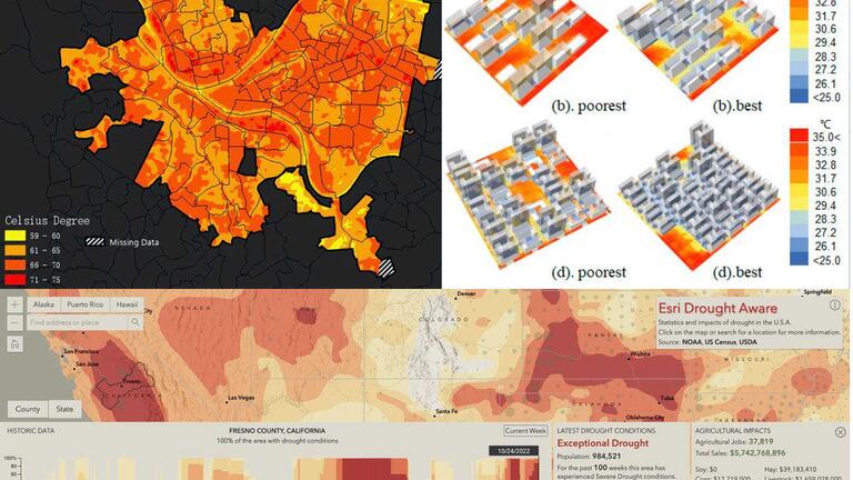 1) Land Surface Temperature Extraction, 2) Outdoor Thermal Comfort Simulation, 3) Dashboard Design (ESRI).