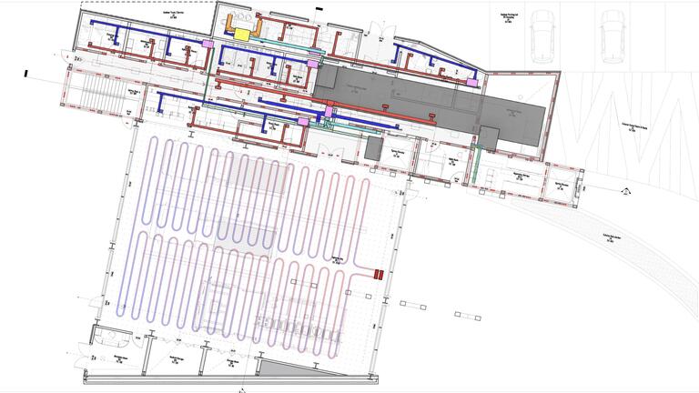 Student work: Studio Integration Design for a Fire Station in Pittsburgh, by Isabella Shi, Angela Yang, Mingyang Zhu and Leyi Han, Instructed by Yiqun Pan