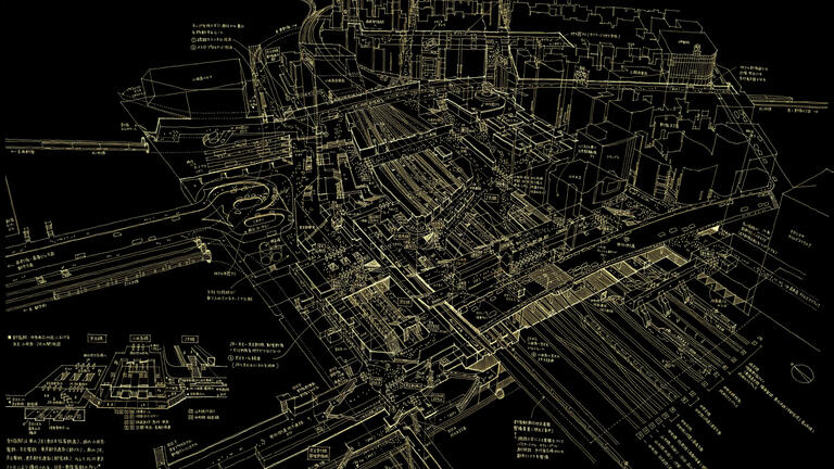 Tomoyuki Tanaka: Dismantling of Shinjuku Station (inverted).