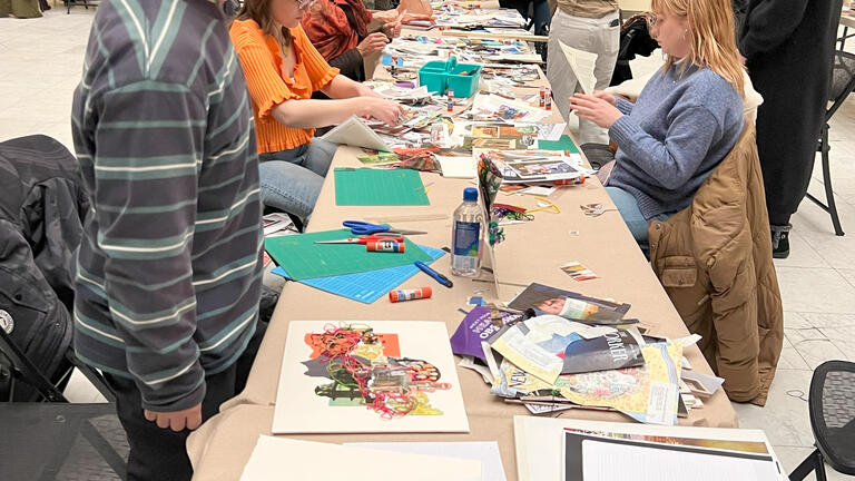 participants in a collage workshop