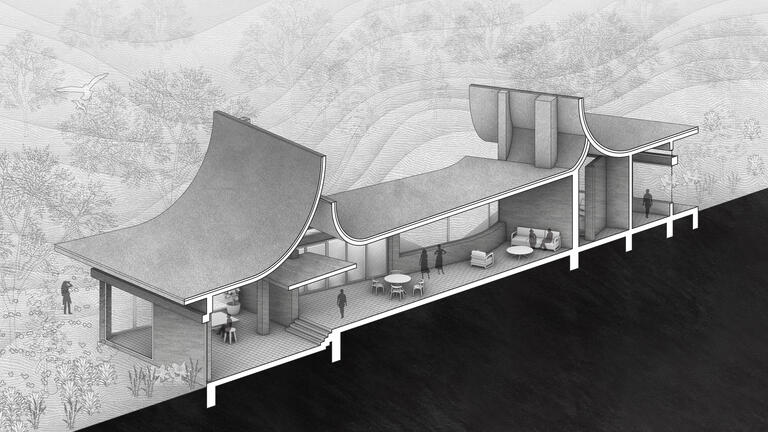 Bordeaux-Le Pecq House / Axonometric Section