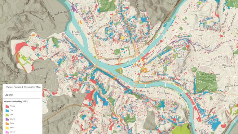 Parcels and land use map.