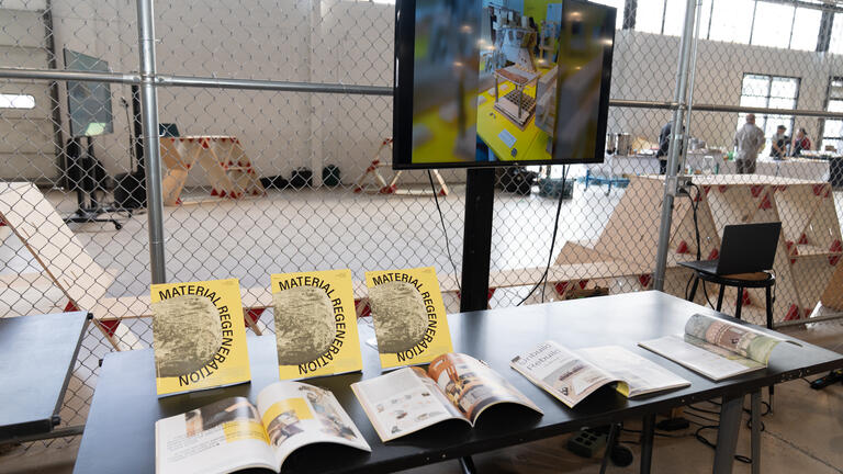 a display of books on a table