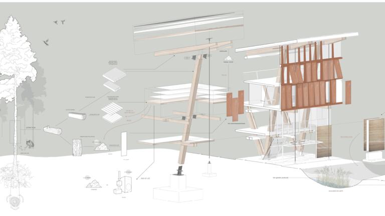 M.Arch student work by Connor Gates, Elizabeth Laman and Claire Laux, Praxis II: Physics of Worldshaping.