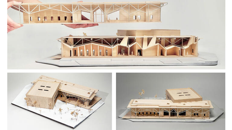 Models of "Oakland Firehouse 14," Sydney Mansavage and collaborator, Fall 2025.