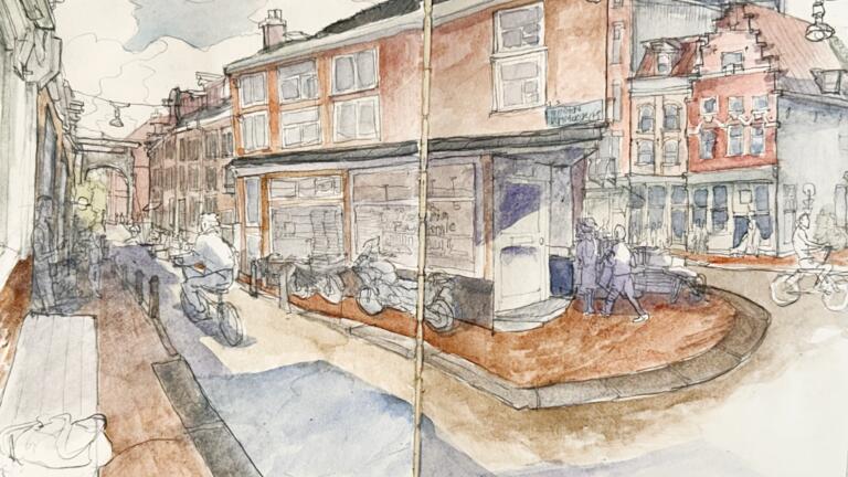 Amsterdam block drawing by Silvia Kim (B.Arch '28), recipient of the 2025 Gindroz Prize for the proposal "Human-Scale Civic Systems: Lessons From Historic Urbanism in Waterfront Cities."