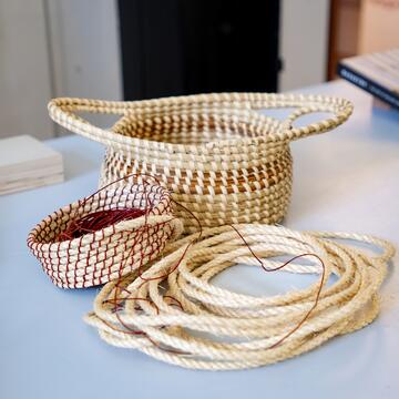 woven baskets on a table