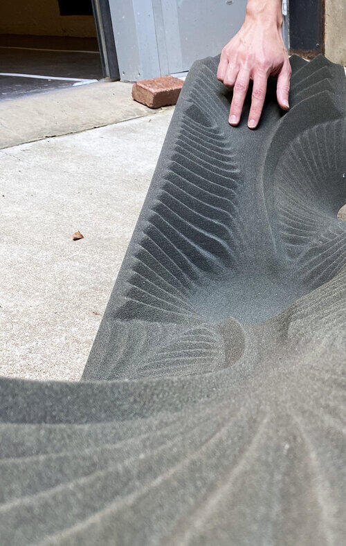 Material prototype (work in progress) using granular material waste-streams and jet-binding printing to enable architectural components to integrate human-ecology systems.