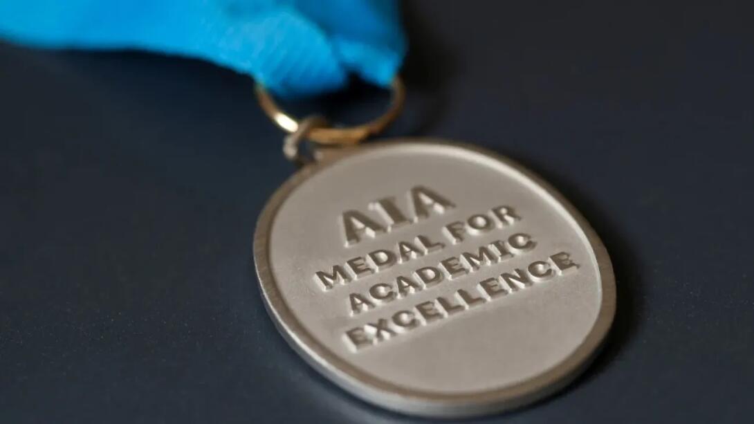 The AIA Medal for Academic Excellence. Credit: AIA the AIA Medal for Academic Excellence with a blue ribbon