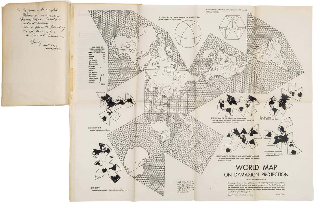 Buckminster Fuller's Dymaxion Projection from “Fluid Geography,” 1946.