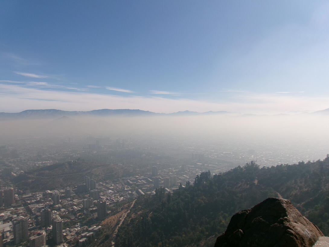 City of Santiago, taken from the top of Cerro San Cristóbal.
